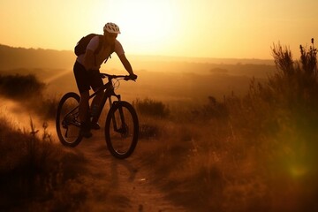 Fototapeta na wymiar Bike Sportsman Athlete Cycling in Summer. Generative AI