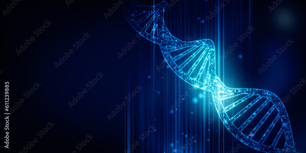 Poster 3d render of dna structure, abstract background
