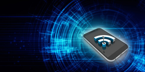 3d rendering Transmitter mobile WiFi

