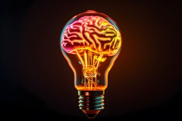 Creative Idea with Brain and Light Bulb. symbolizing the fusion of intellect and innovation. creative idea. generative ai