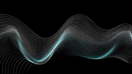 Abstract flow linear fluid wavy shape .Striped linear pattern. Music sound wave . Vector illustration. Generative ai.