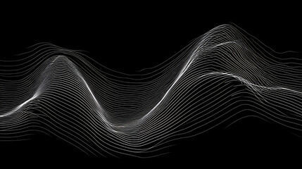 Abstract flow linear fluid wavy shape .Striped linear pattern. Music sound wave . Vector illustration. Generative ai. - obrazy, fototapety, plakaty