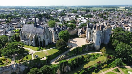 drone photo chateau Montreuil bellay france europe