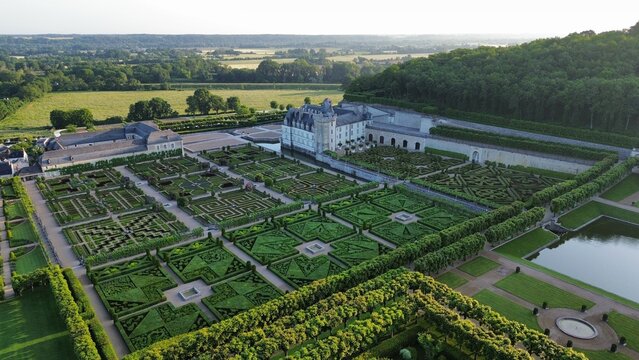 drone photo chateau de Villandry france	 europe