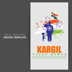 Vector illustration of Kargil Vijay Diwas social media story feed mockup template