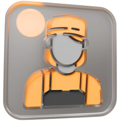 3d female icon with transparent glass box and high quality render image