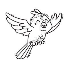 cute bird vector flying and perching on black and white background