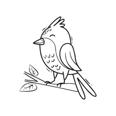 cute bird vector flying and perching on black and white background