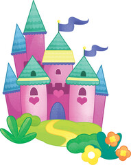 Obraz na płótnie Canvas cartoon beautiful and colorful medieval castle illustration for childern