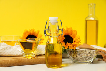 Concept of ingredients for cooking - Sunflower oil