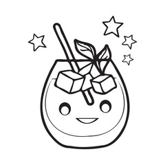 Vector fresh iced drink in glass cup on white background