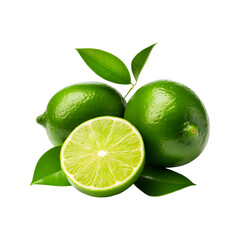 Lime fruit isolated on transparent background. Generative AI