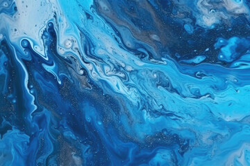 Abstract art blue paint background with liquid fluid grunge texture, Generative AI