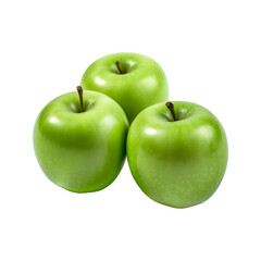 Green apple fruit isolated on transparent background. Generative AI