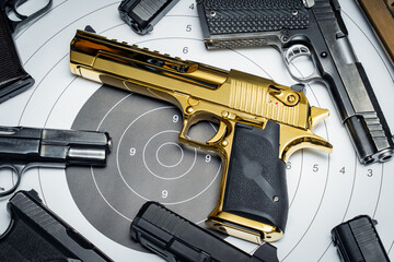 Pistols, Desert eagle gun close-up.