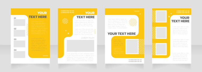 Preschool yellow and white blank brochure layout design. Vertical poster template set with empty copy space for text. Premade corporate reports collection. Editable flyer paper pages