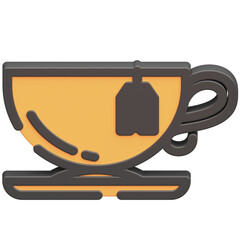 3d cup of tea icon with dark theme and high quality render image