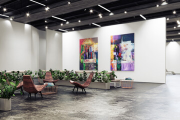 Innenausstattung einer Museums/Ausstellungshalle (Foye)  - 3D Visualisierung