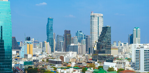 Bangkok skyline. Downtown of the city with of skyscrapers. Logos removed from the image
