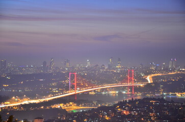 The most beautiful bridge in Istanbul, 15 July Martyrs Bridge, foggy days in the Marmara Sea