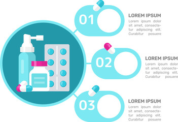 Health treatment infographic chart design template. Helping with sickness. Abstract vector infochart with blank copy spaces. Instructional graphics with 3 step sequence. Visual data presentation