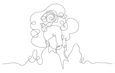 suffering and depressed person with negative emotion continuous line drawing