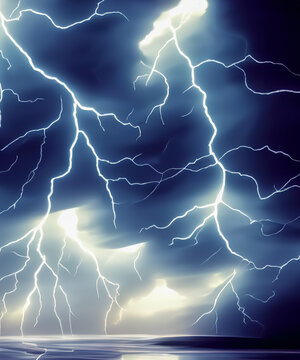 Dark Clouds Formation Storm Lightning Bold Anime Background . generative AI
