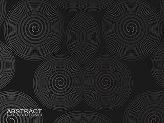 Black abstract background design. Modern wavy lines pattern (guilloche curves) in monochrome colors. Premium line texture for banners, business backgrounds. Dark horizontal vector template.