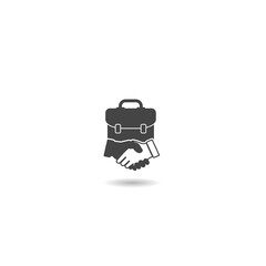 Business suitcase bag icon with shadow