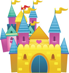 Fototapeta premium cartoon beautiful and colorful medieval castle illustration for childern