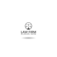  Law firm logo with scales template icon with shadow