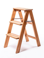 Wooden stepladder isolated on white