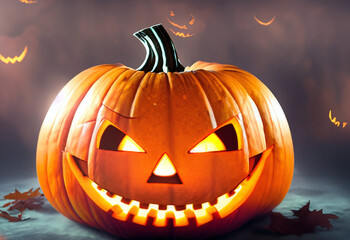 Obraz premium Halloween wallpaper with evil pumpkin