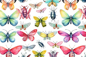 Summer Bugs. Watercolor Illustration