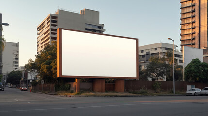 Fototapeta premium Large blank billboard on a street wall. Generative Ai