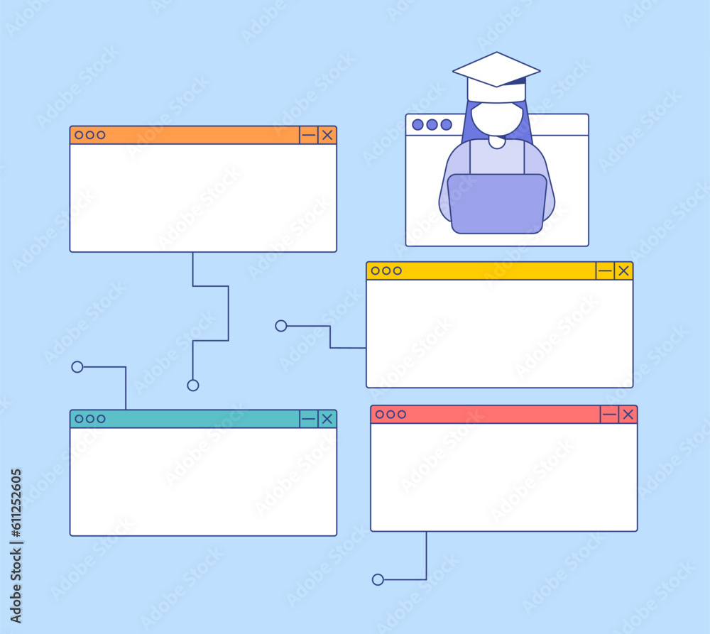 Poster electronic learning infographic chart design element set. abstract vector symbols for infochart with