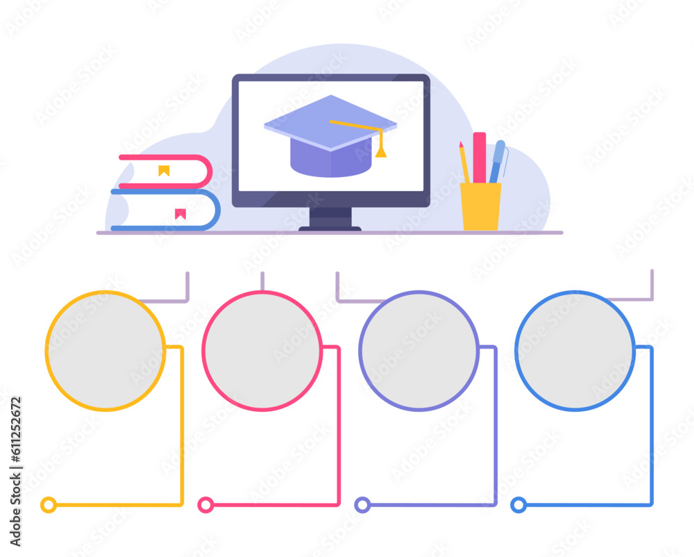 Fototapete learning from home infographic chart design element set. abstract vector symbols for infochart with 