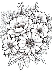 Obraz premium Detailed mandala, flowers, for coloring pages