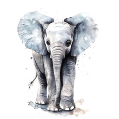 African elephant. isolated on white background. Watercolor. Illustration.