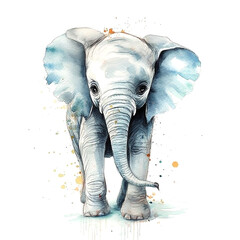 African elephant. isolated on white background. Watercolor. Illustration.Generative AI