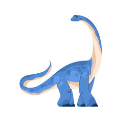 Brachiosaurus, prehistoric dinosaur. Extinct dino with long neck, tail. Prehistory reptile herbivorous animal of Jurassic period. Flat vector illustration isolated on white background