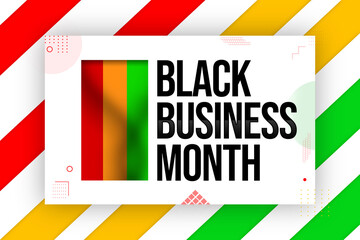 Black Business Month wallpaper with typography and colorful design. Business month background