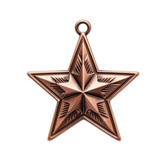 Bronze medal in the shape of a star on an isolated background. Concept of honor and achievement. Generative AI