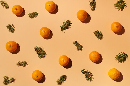 Tangerines and fir twigs
