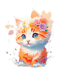 cat with flowers v.4
