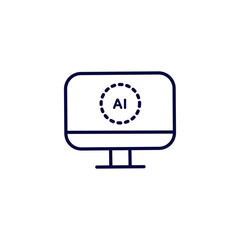 Obraz premium Illustration of computer with artificial intelligence icon. Isolated on white background.