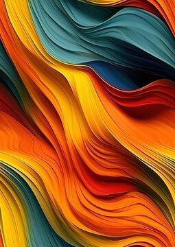 abstract colorful background with smooth wavy lines in orange, yellow, green and blue colors. created with generative AI technology.