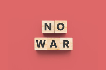 No War wooden cubes on red background
