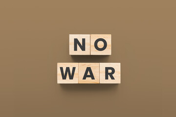 No War wooden cubes on brown background