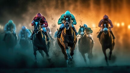 Equestrian Sport of Horse Racing with Jockeys generated by AI